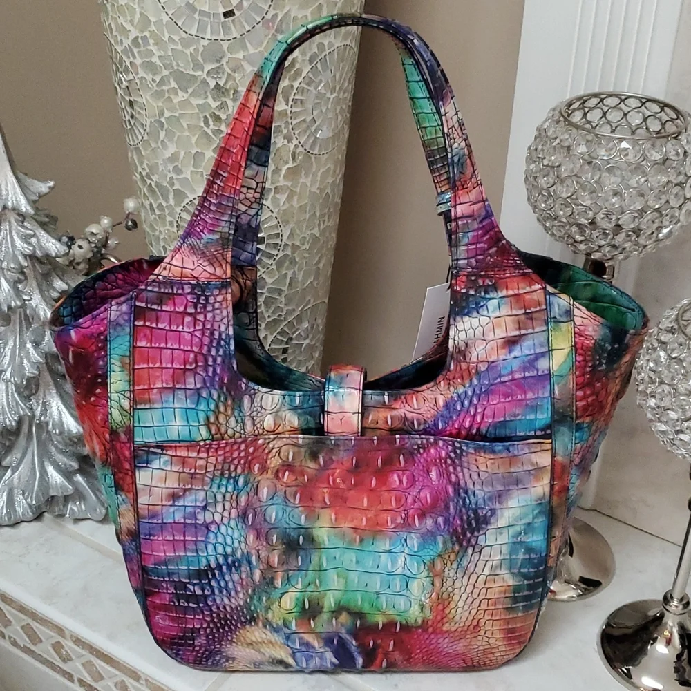 ‼️VERY RARE!‼️ 🎒 BRAHMIN Awestruck CARLA Crocodile-Embossed Leather Tote Bag 🎒